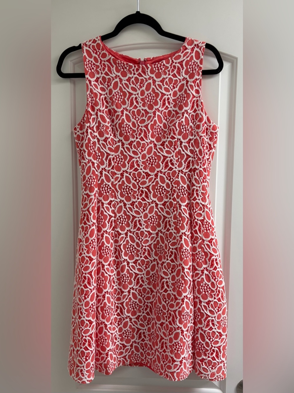 eva mendes for New York & Company Coral and White Lace A-Line Dress